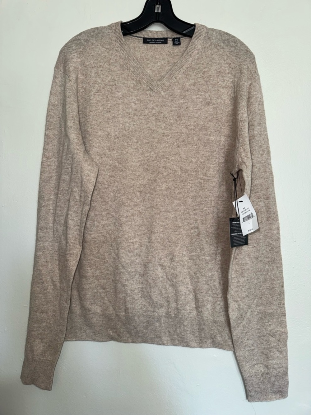 Saks Fifth Avenue Cashmere Men's V-Neck Sweater - Taupe